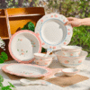 Plato Hondo de Cerámica con Diseño de Fresas y Flores – Encanto Pastel Vintage